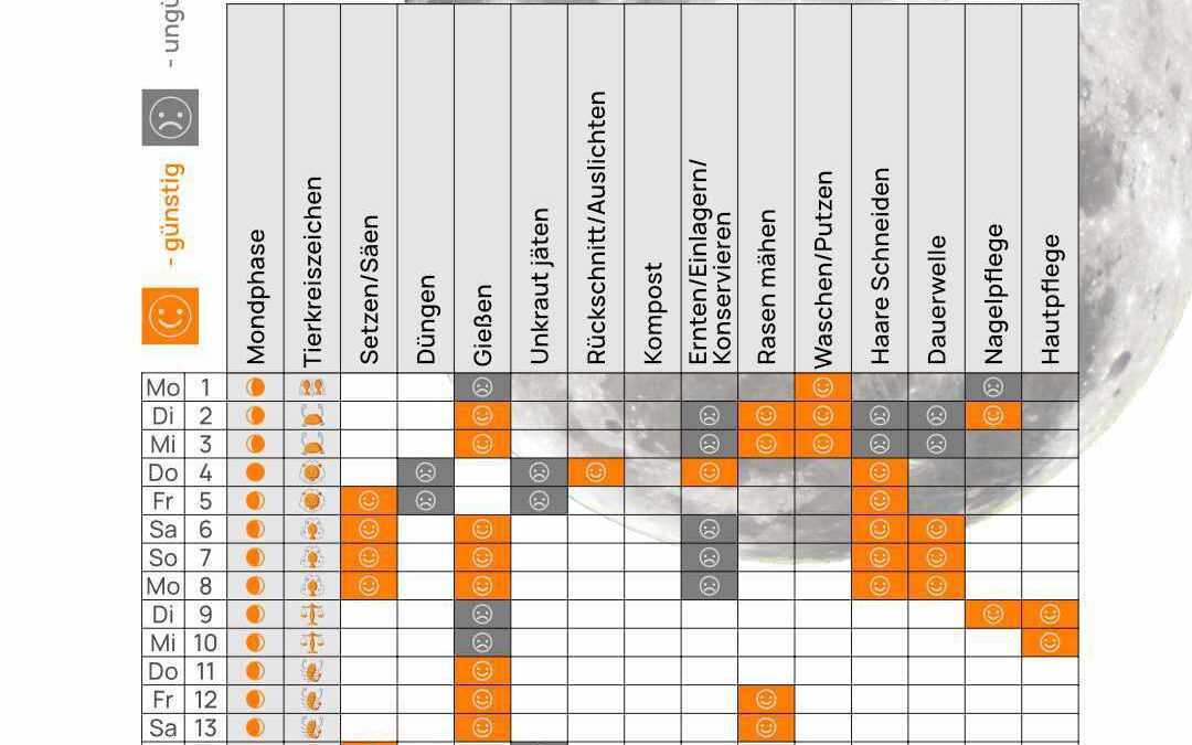 Mondkalender August 2024